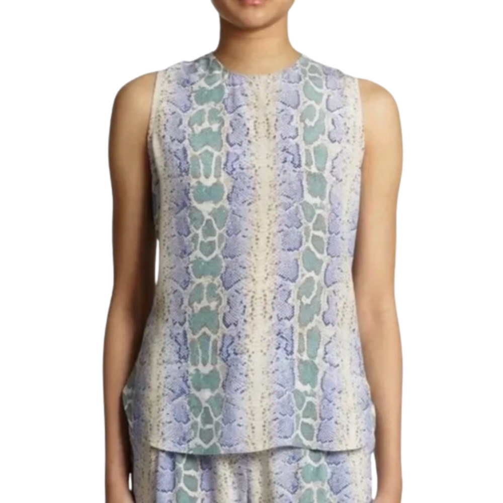 Equipment Lyle Python Snake Print Sleeveless Silk… - image 1